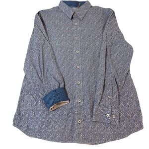 Nick Graham Blue‎ Paisley Button Front Long Sleeve Shirt Men's Size XL